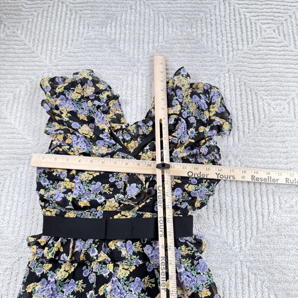 The Vintage Shop Floral Tiered Maxi Dress Women's Small Black Ruffle Boho Party - Picture 6 of 13